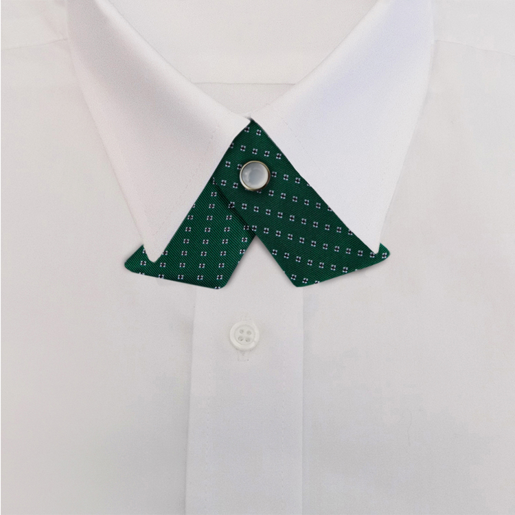 Green Woven Neat #419Crossover Tie with Pearl Snap-SB