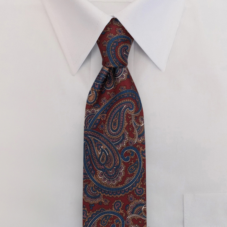 Burgundy Paisley Print #477Clip-On Necktie-SB