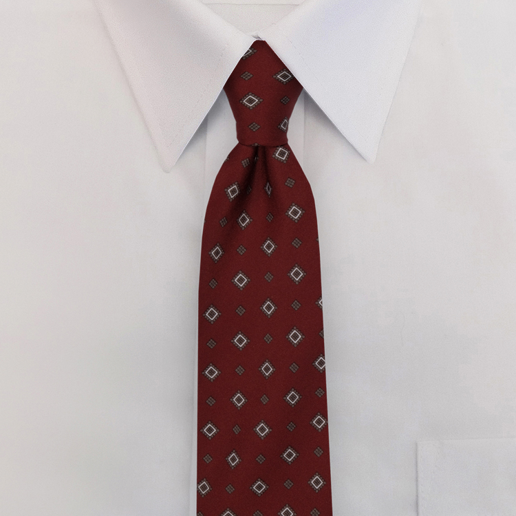 Burgundy Print #482Clip-On Necktie-SB