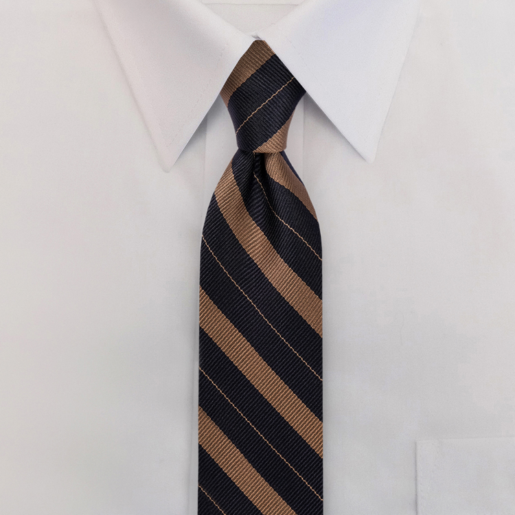 Navy/Tan Stripe #733Clip-On Necktie-SB