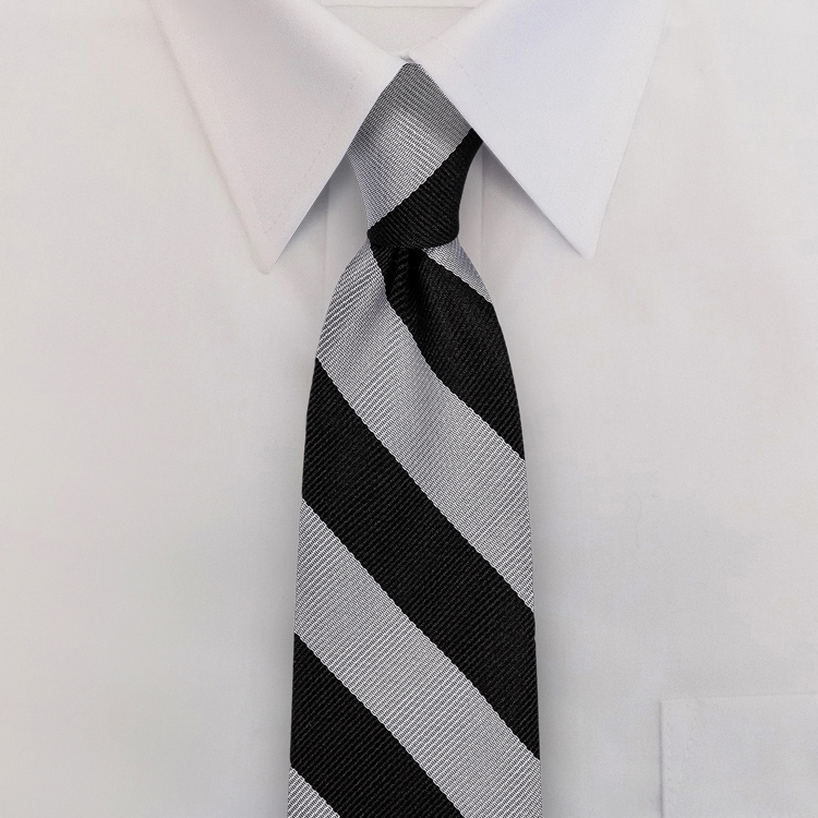 Black/Silver Stripe #825Clip-On Necktie-SB