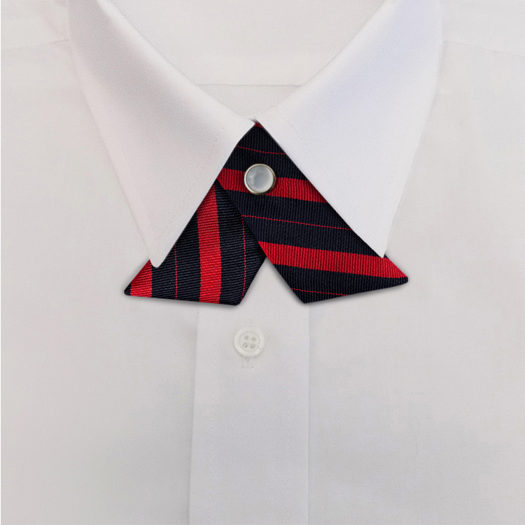 Navy/Red Stripe #707Crossover Tie with Pearl Strap-SB