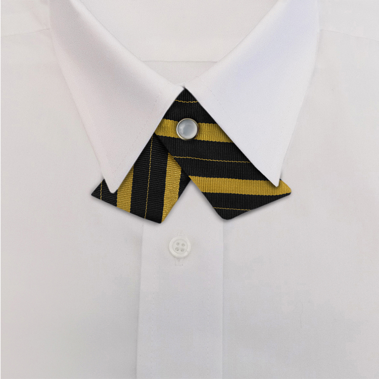 Black/Gold Bar Stripe #712Crossover Tie with Pearl Strap-SB