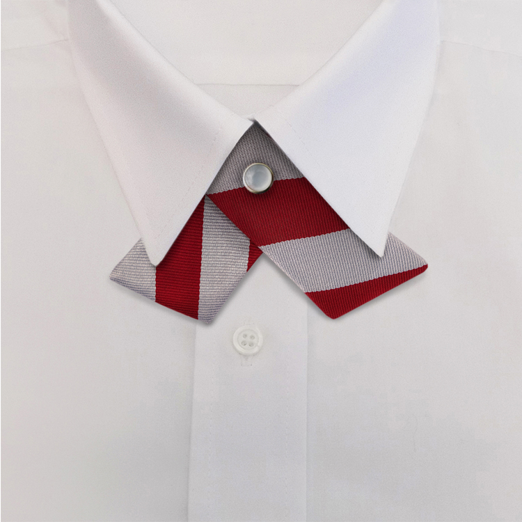 Burgundy/Silver Stripe #805Crossover Tie with Pearl Strap-SB