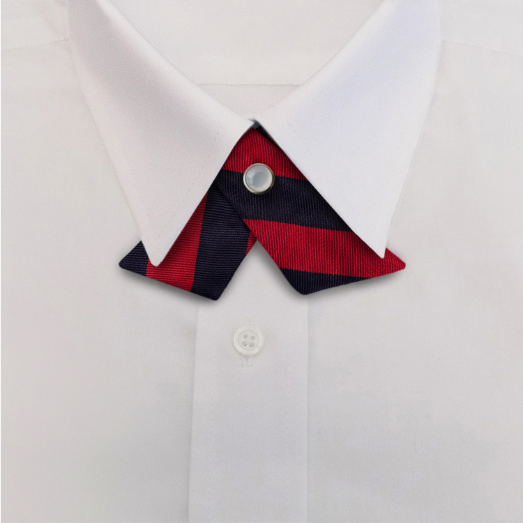 Navy/Red Stripe #807Crossover Tie with Pearl Strap-SB