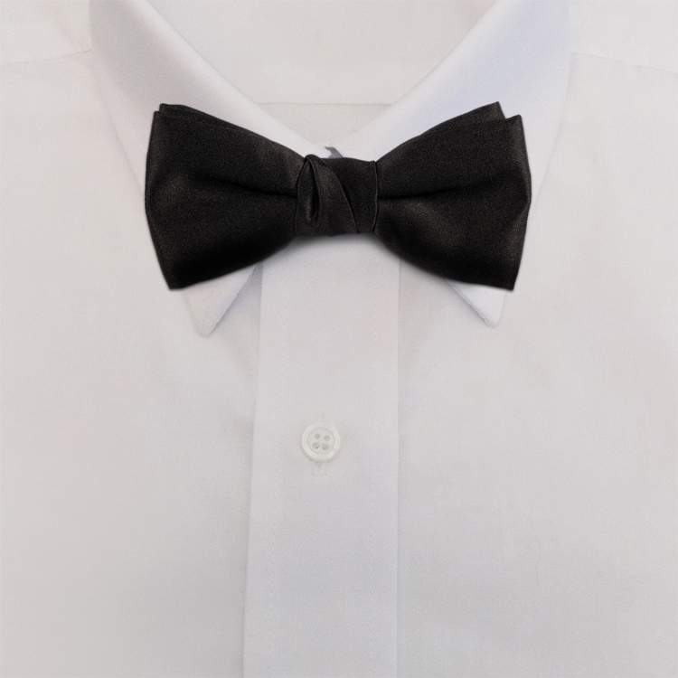 Black Polyester SatinBanded Bow Tie-SB