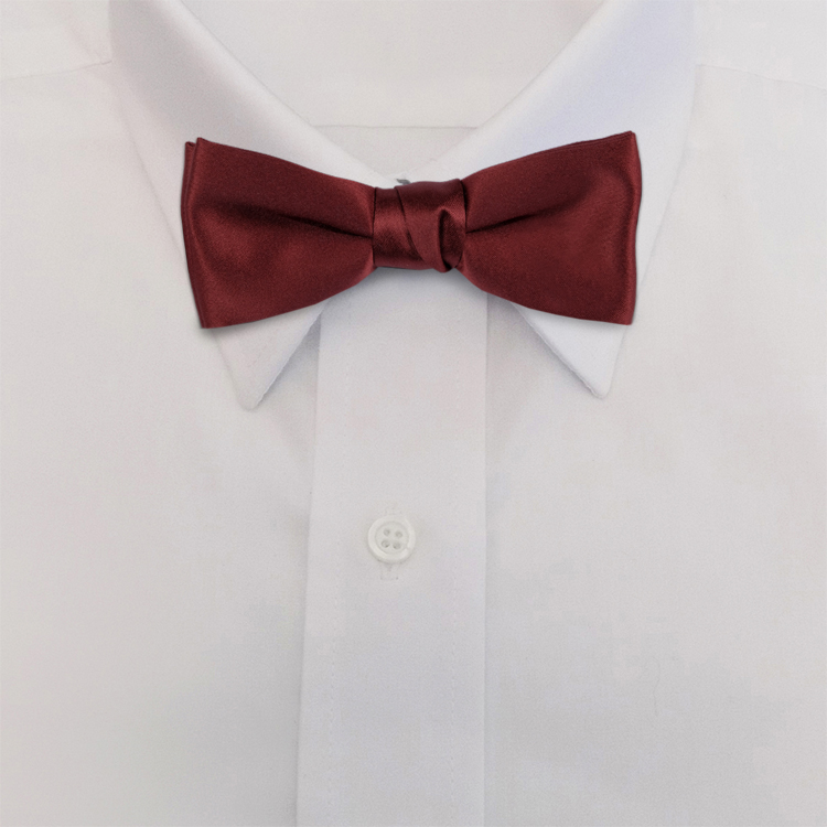 Maroon Polyester SatinBanded Bow Tie-SB