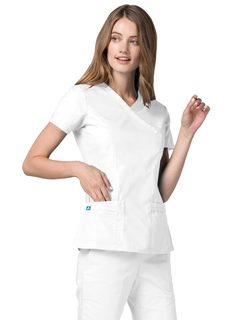 Adar Universal Double Stiched Mock Wrap Scrub Top-Adar Medical Uniforms