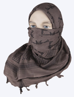 Mocha / Black Crossed Guns 100% Cotton Shemagh Desert Scarf-Tru-Spec