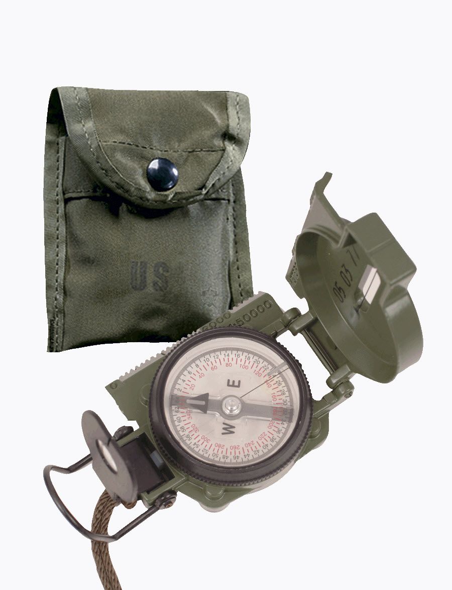 Gi Lensatic Compass With Pouch-Tru-Spec
