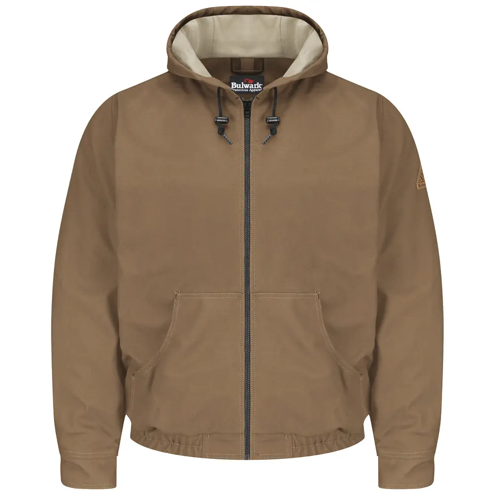 Men&#8216;s Heavyweight FR Brown Duck Hooded Jacket-Bulwark