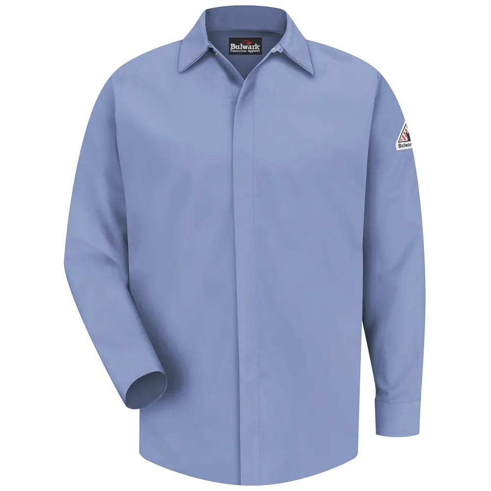 Men&#39;s Midweight FR Pocketless Concealed&#45;Gripper Work Shirt-Bulwark