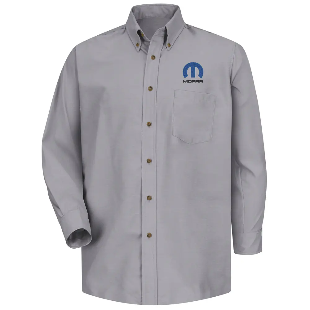 Mopar Men&#39;s Long Sleeve Poplin Dress Shirt-Red Kap