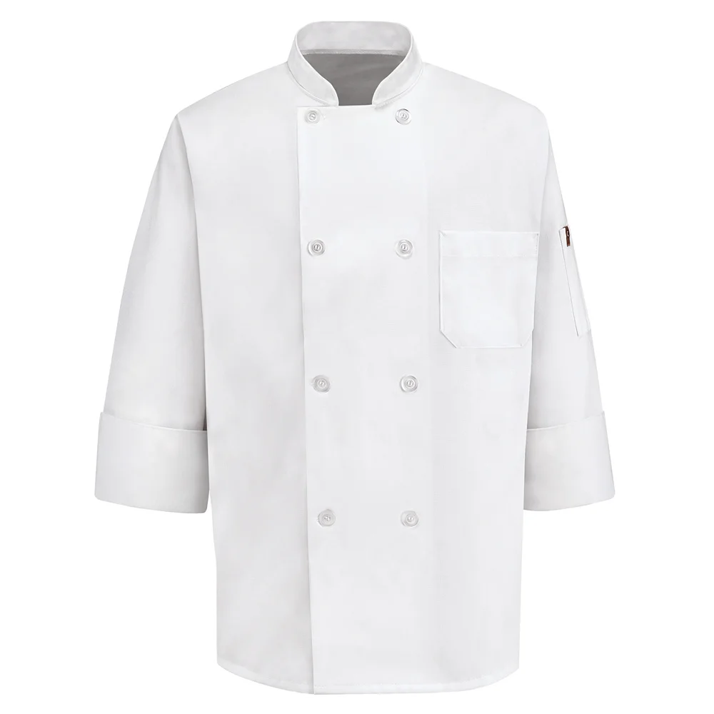 Eight Pearl Button Chef Coat with Thermometer Pocket-Red Kap