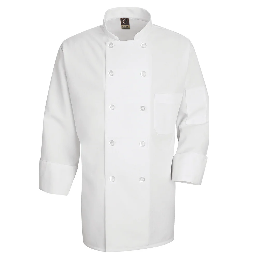 Ten Pearl Button Chef Coat-Red Kap