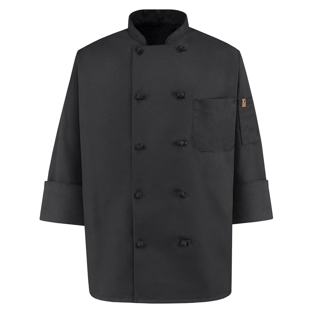 Black Chef Coat Ten Knot Buttons-Red Kap