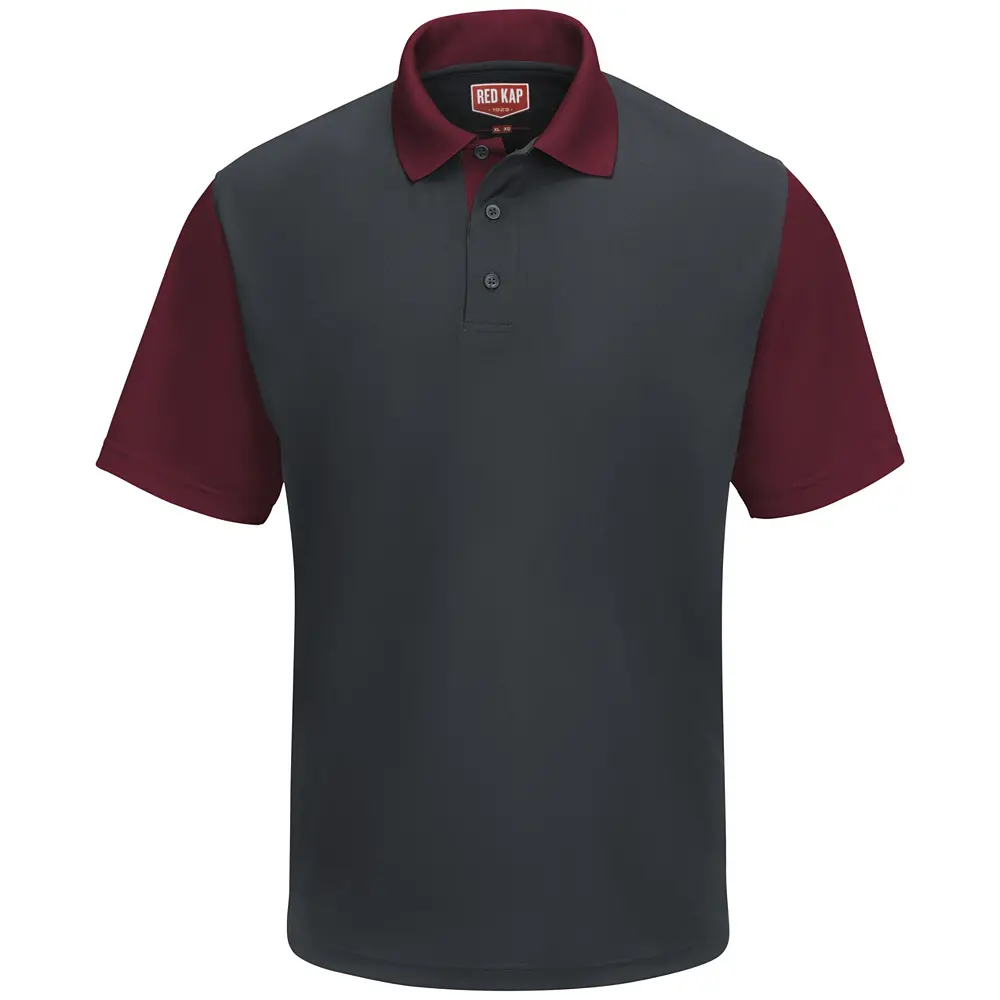 Men&#8216;s Short Sleeve Performance Knit Color-Block Polo-Red Kap