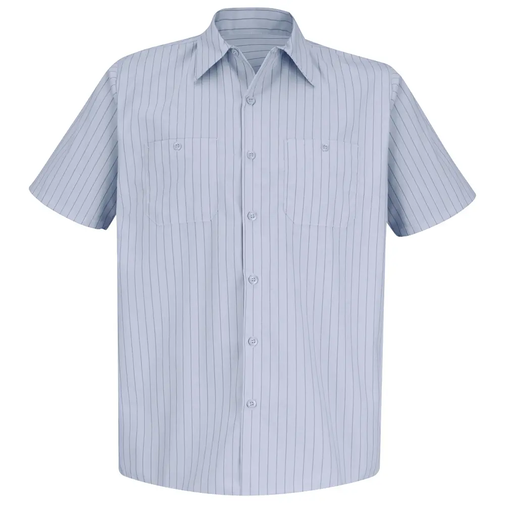 Men&#8216;s Short Sleeve Striped Work Shirt-Red Kap