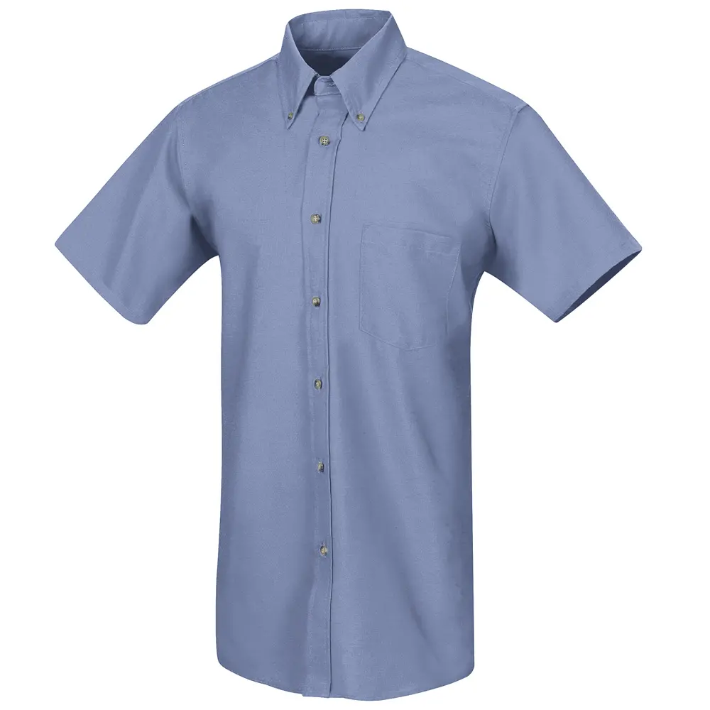 Men&#39;s Short Sleeve Poplin Dress Shirt-Red Kap