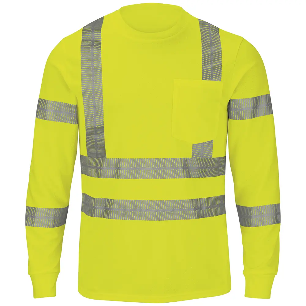 Long Sleeve Hi&#45;Visibility T&#45;Shirt&#44; Type R Class 3-Red Kap