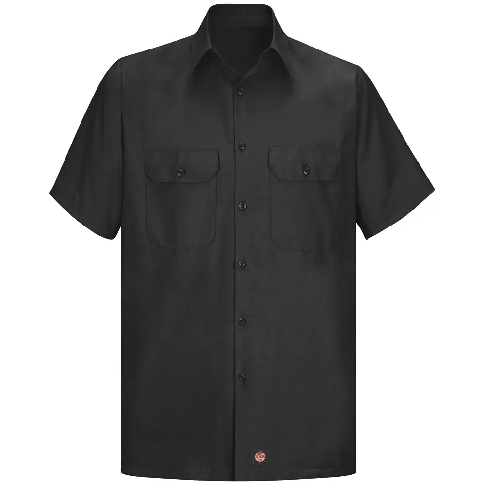 Men&#39;s Short Sleeve Solid Rip Stop Shirt-Red Kap