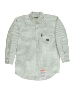 Mens Tall Flame-Resistant Down Plaid Work Shirt-Berne