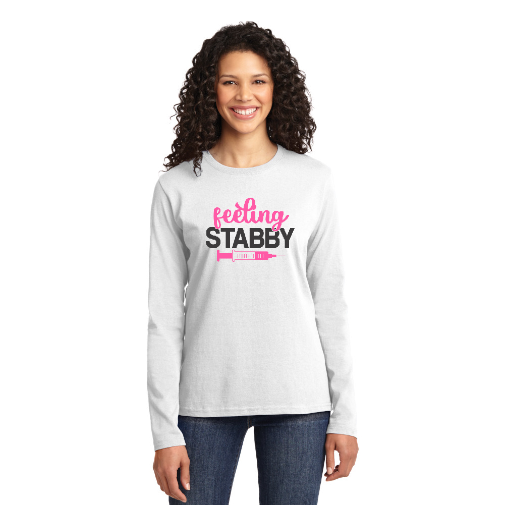 Feeling Stabby - Cotton Long Sleeve T-Shirt-Cutieful