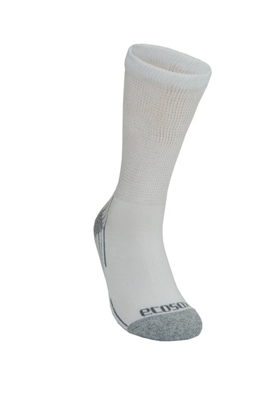 EcoSox Diabetic Crew White/Grey - Large-Ecosox