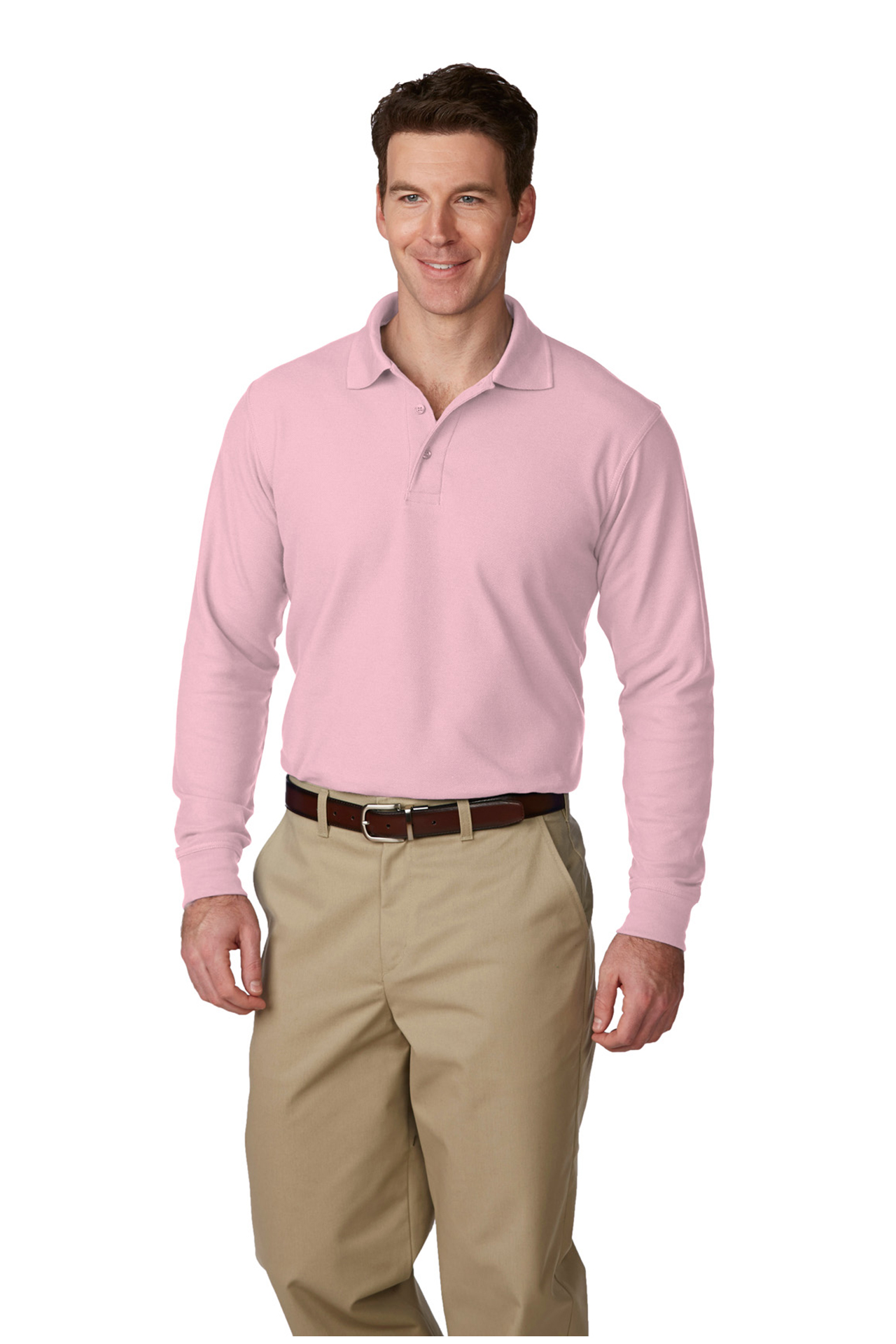 Buy Mens/Unisex Pique Polo Shirt, Long Sleeves, Ribbed Cuffs