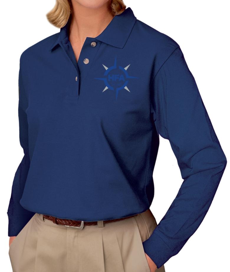 LADIES LONG SLEEVE SUPERBLEND PIQUE FOR HFA-Blue Generation
