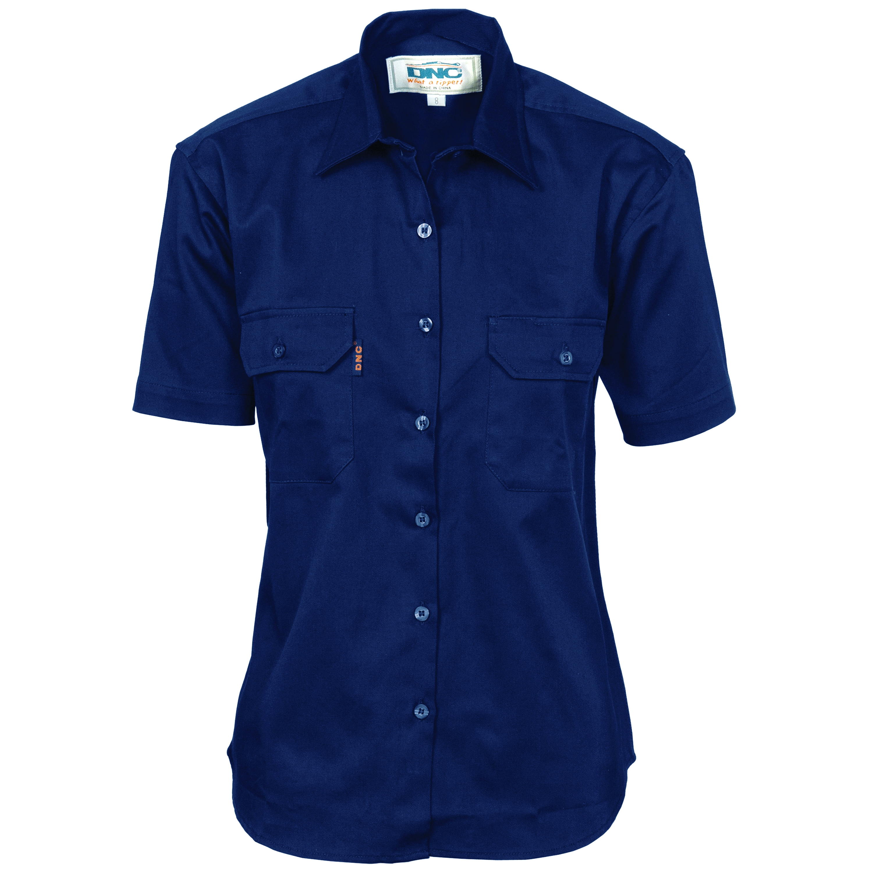 DNC Ladies Cotton Drill Work Shirt - Short Sleeve-DNC