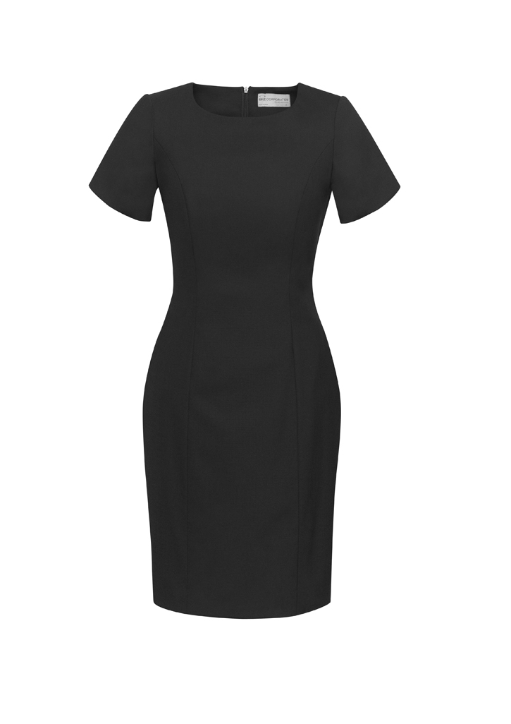 Biz Corporate Womens Comfort Wool Stretch Short Sleeve Shift Dress-Biz Corporates