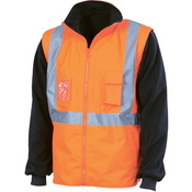 DNC HiVis Zip Off Sleeve Reversible Vest with X Pattern Tape-DNC