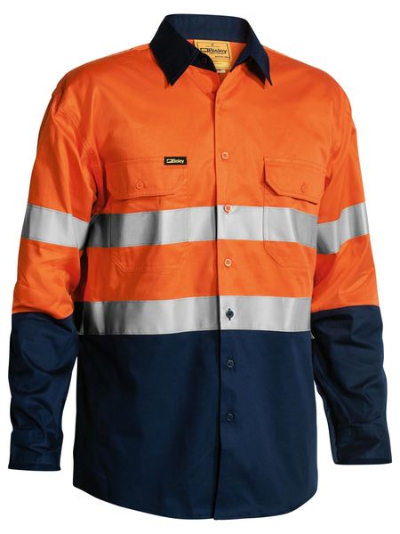 Bisley Taped Hi Vis Cool Lightweight Long Sleeve Shirt-Bisley