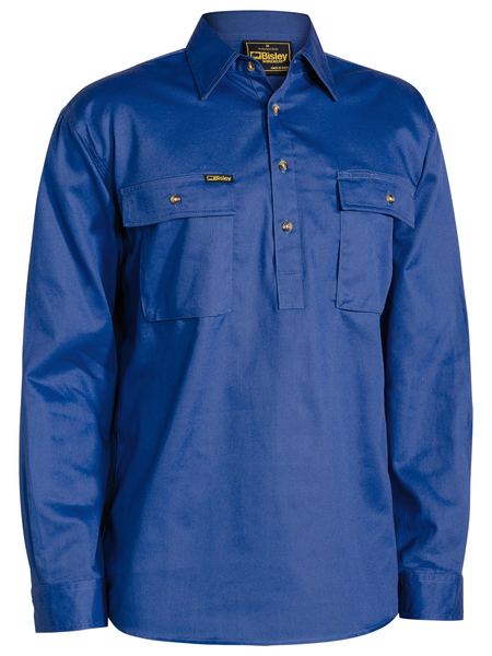 Bisley Closed Front Cotton Drill Shirt-Bisley