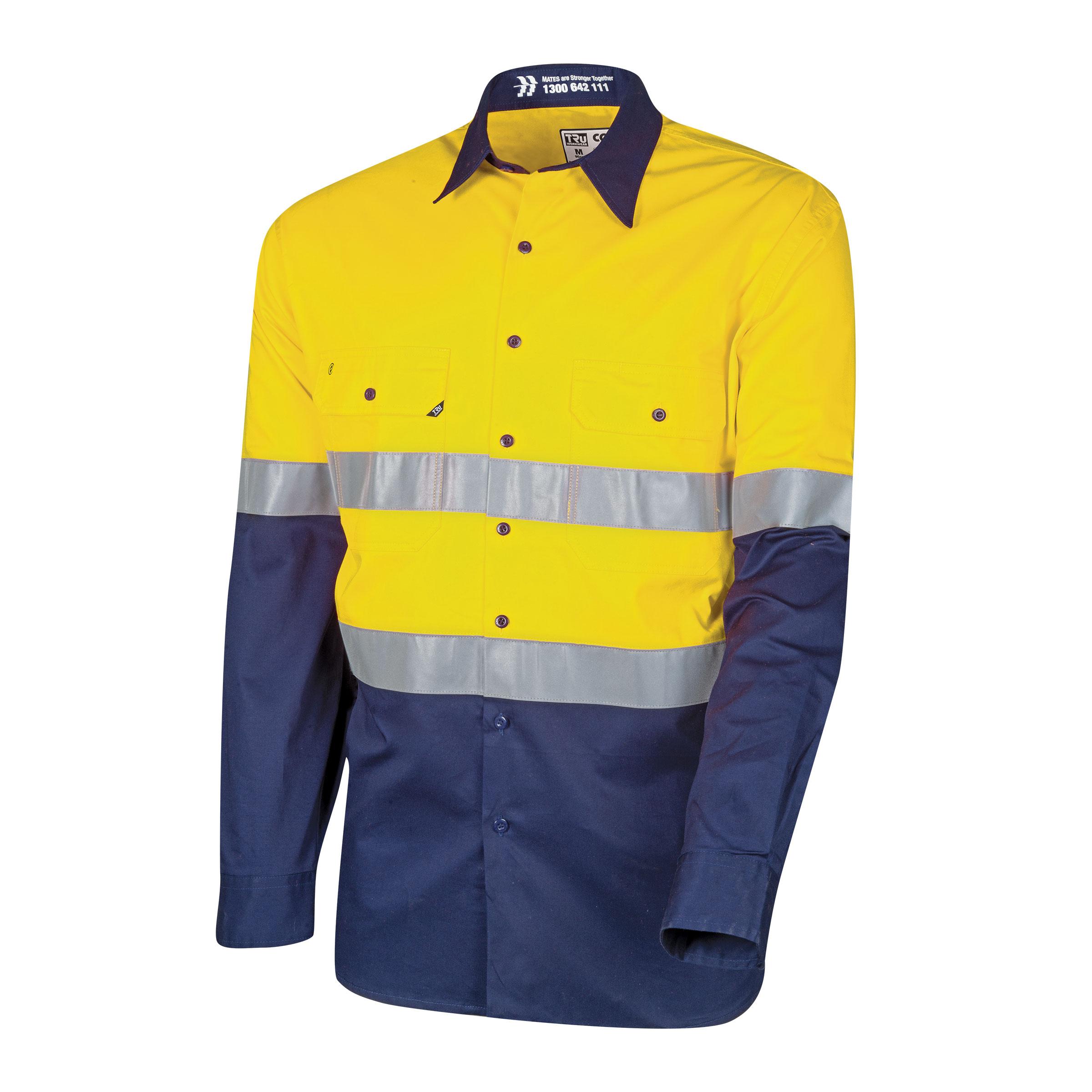 Tru Workwear Lightweight Vented Hi-Vis Drill Shirt With Reflective Tape-Tru Workwear