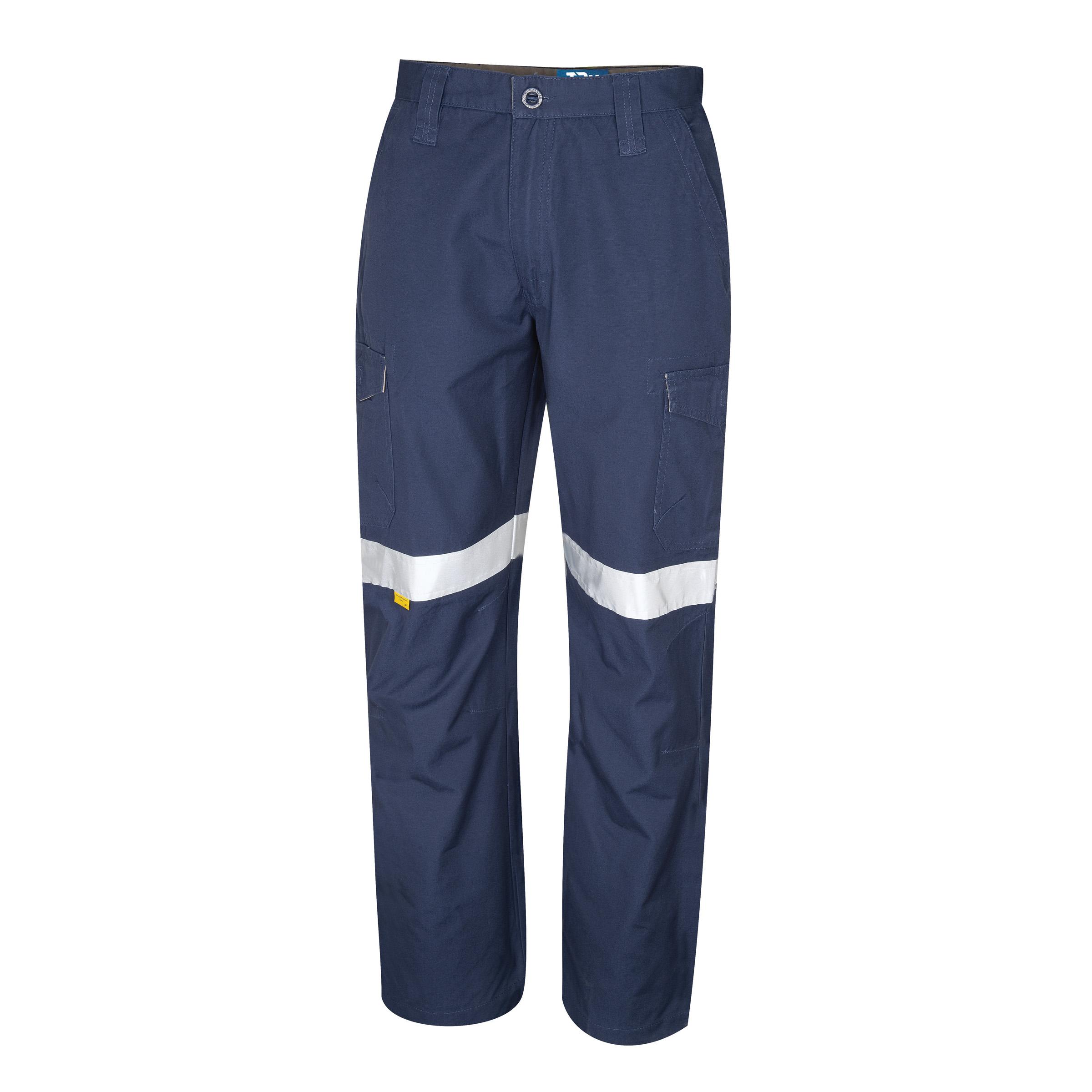 Tru Workwear Midweight Cotton Cargo Trousers With Reflective Tape-Tru Workwear