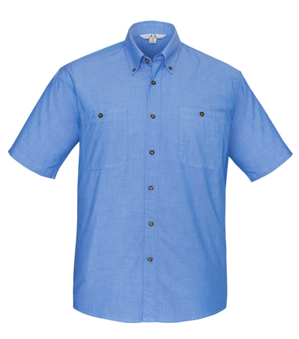 Biz Collection Mens Chambray Short Sleeve Shirt-Biz Collection