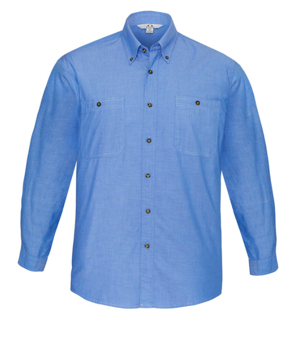 Biz Collection Mens Chambray Long Sleeve Shirt-Biz Collection