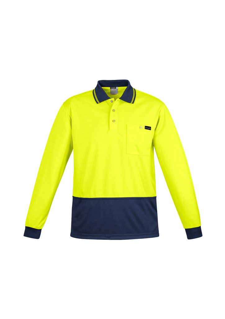 Syzmik Mens Hi Vis Comfort Back Long Sleeve Polo-Syzmik