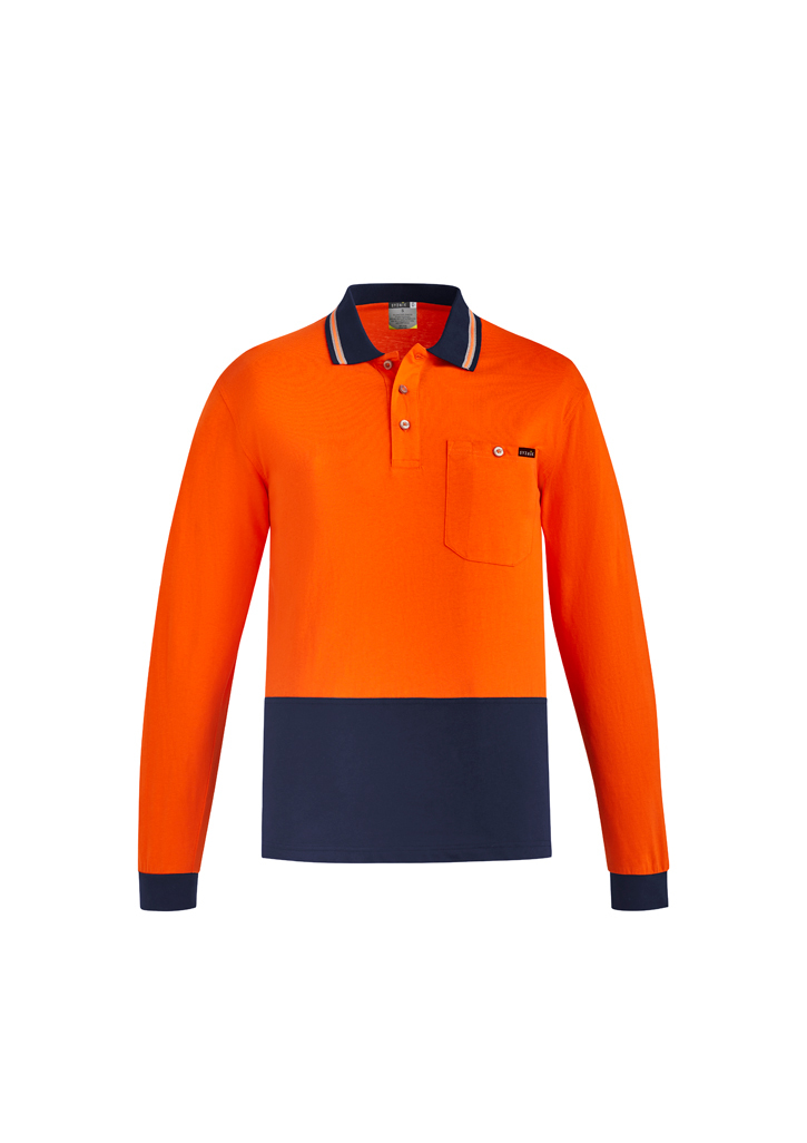 Syzmik Mens Hi Vis Cotton Long Sleeve Polo-Syzmik