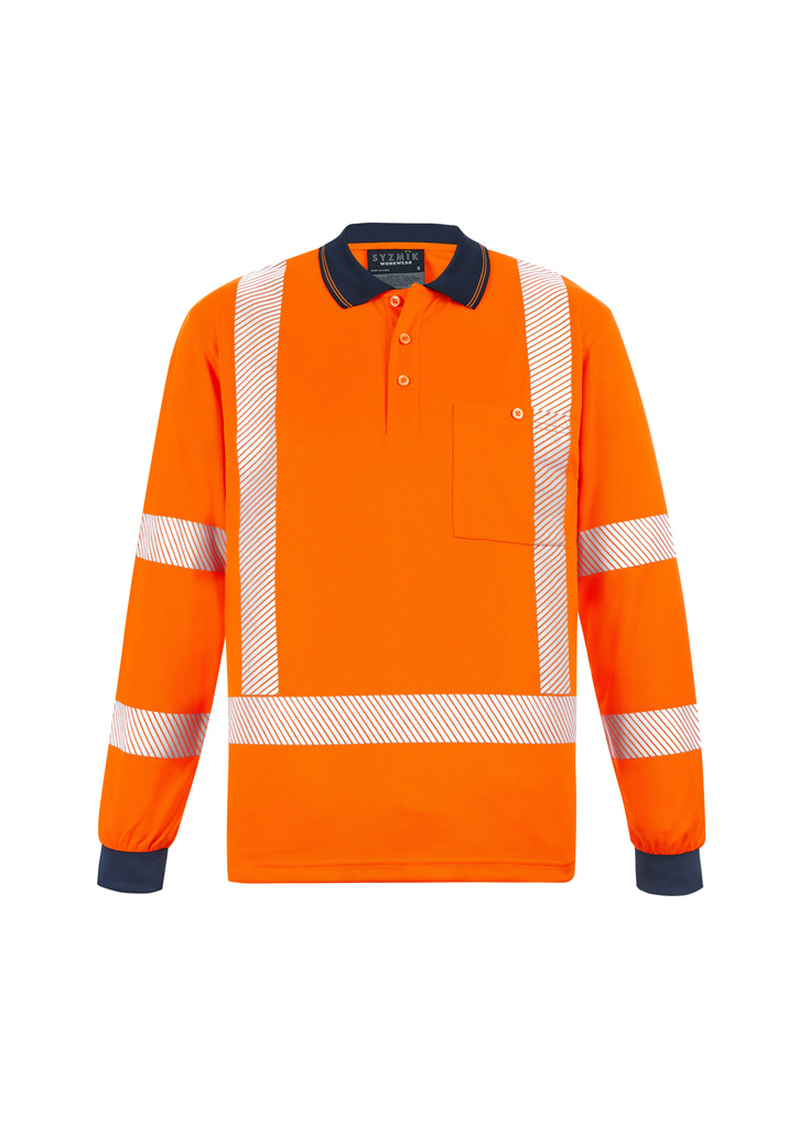 Syzmik Unisex Hi Vis X Back NSW Rail Long Sleeve Polo-Syzmik