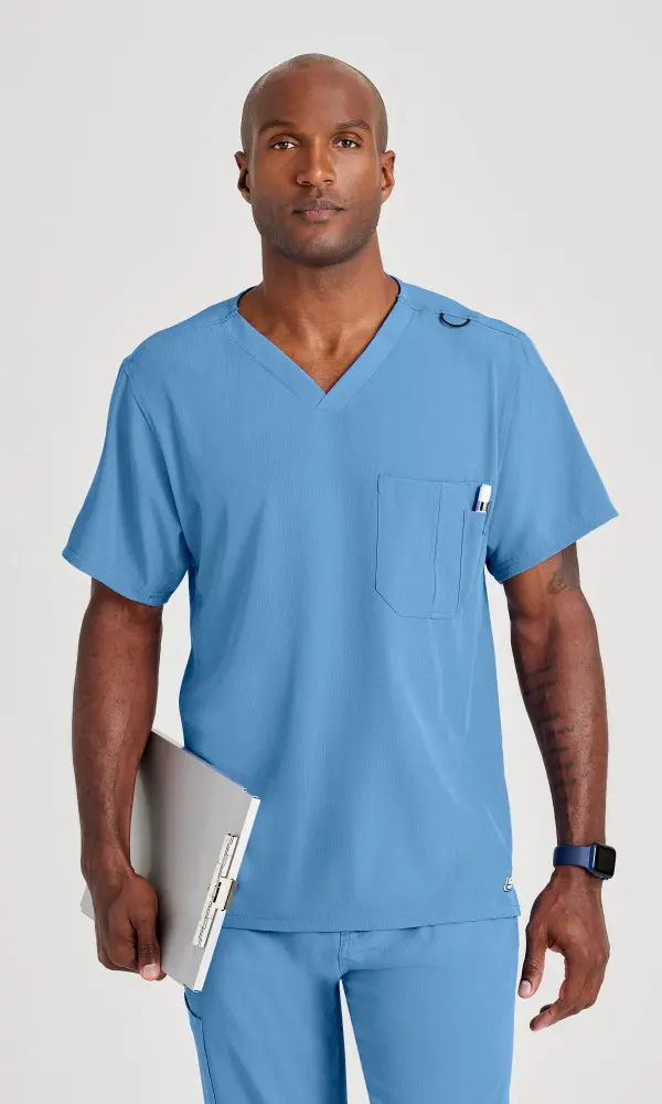 Skechers SK0112 Men&#8216;s Structure 1 Chest Pocket Eco-Friendly Medical Scrub Top-Skechers