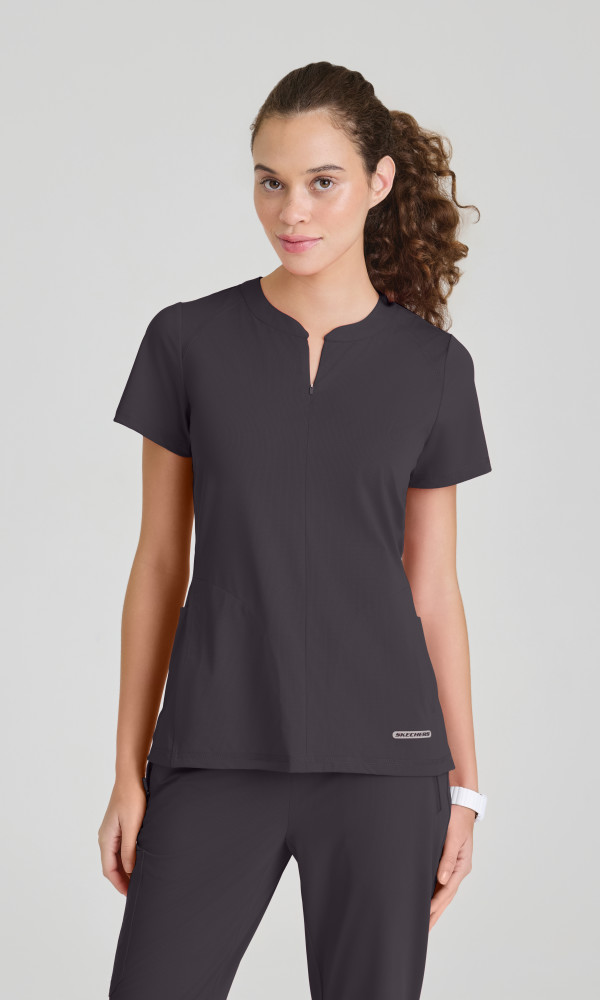 NEW Skechers Slip-ins SKT304 Glide Women‘s 4 Pocket Stain Resistant Scrub Top with Unique Quarter-Zip Neckline and 360 Stretch-Skechers Slip Ins