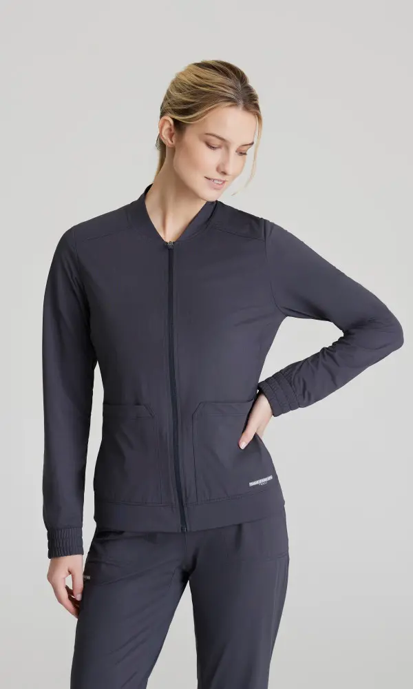 Skechers Slip-ins SKW919 Contour Knit 3 Pocket Zip Front Moisture Wicking Medical Scrub Warm-Up Jacket-Skechers Slip&#45;Ins