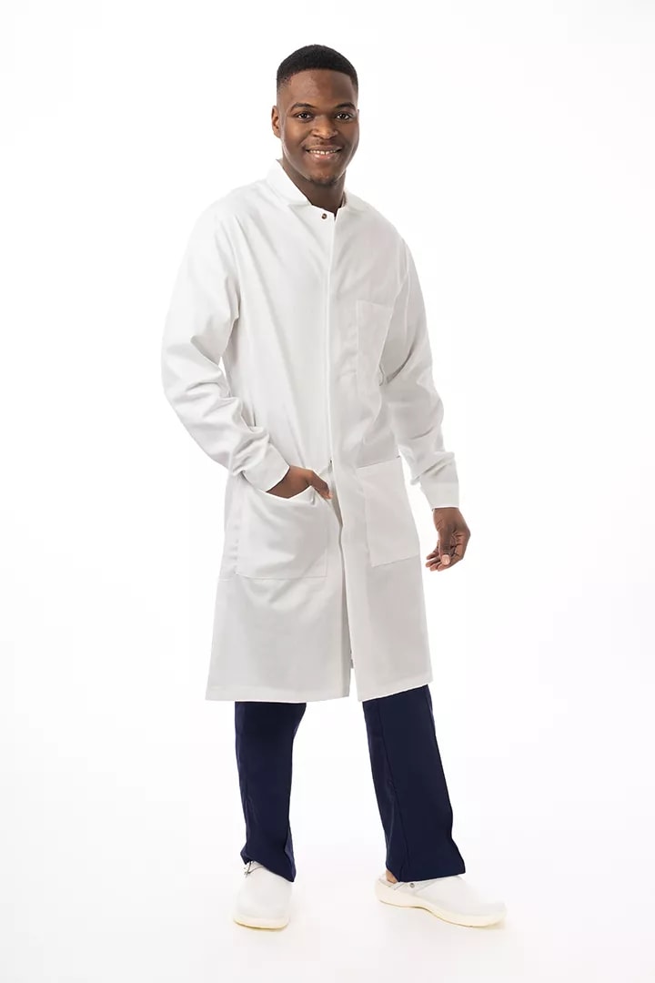 Man in white lab coat