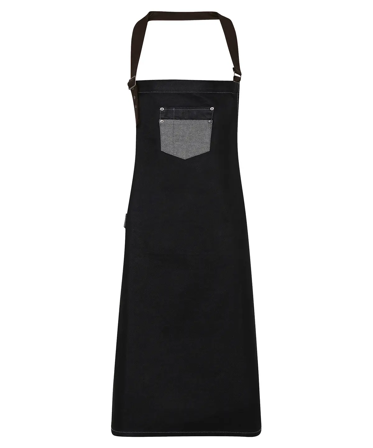 Division waxed&#45;look denim bib apron with faux leather-Premier