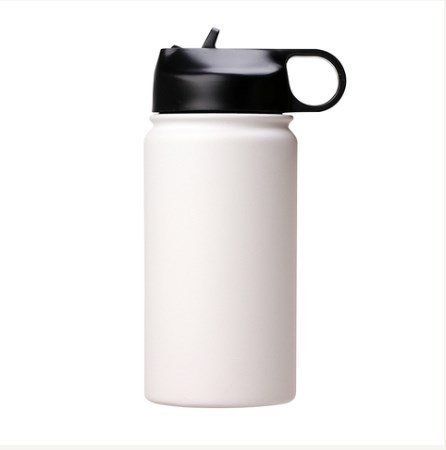 12oz Stainless Steel White Coated Water bottle with Standard lid-MIA