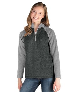 Womens Quarter Zip Color Blocked Heathered Fleece-Charles River Apparel