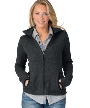 Womens Heathered Fleece Jacket-Charles River Apparel